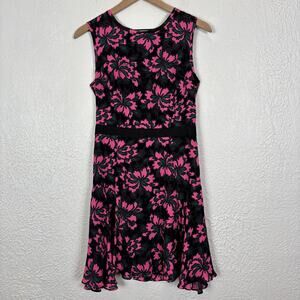 Milly of New York 100% Silk Floral Mini Flounce Dress Size 4